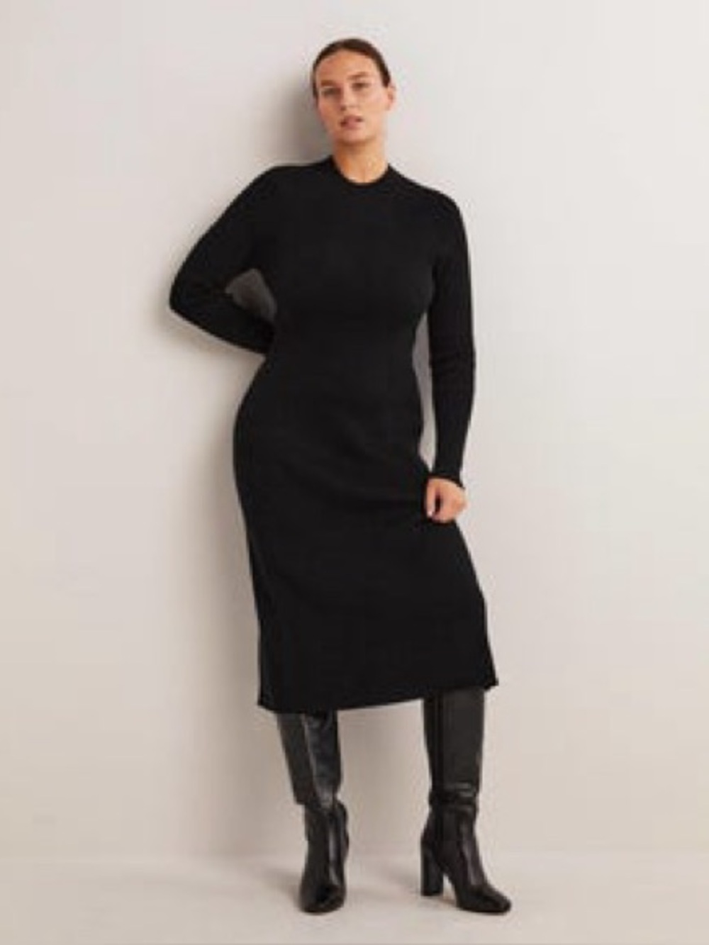 Boden Ribbed Knitted Midi Dress 10 Navy Blue Long Sleeve NWT‎ - Picture 9 of 11